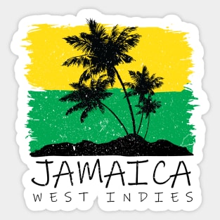 Jamaican National Colors and Palm Silhouette Sticker